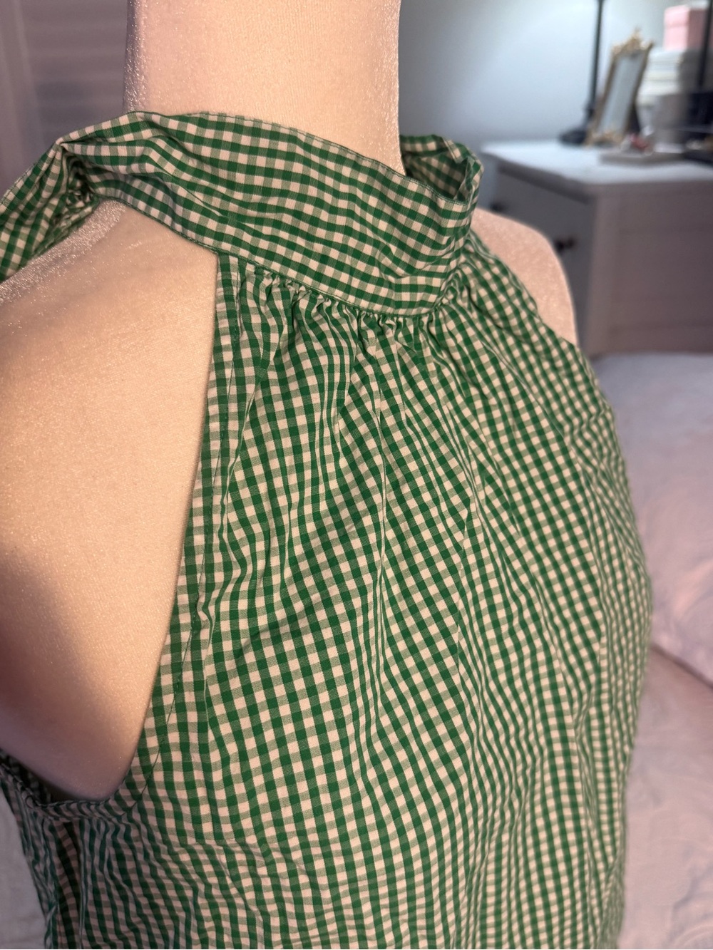 J. Crew Green Gingham Halter Neck Blouse - Picture 10 of 11